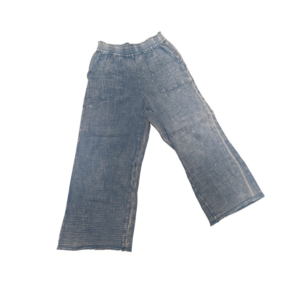 Flag & Anthem Blue Cotton Gauze Wide Leg light weight Pants Womens Small